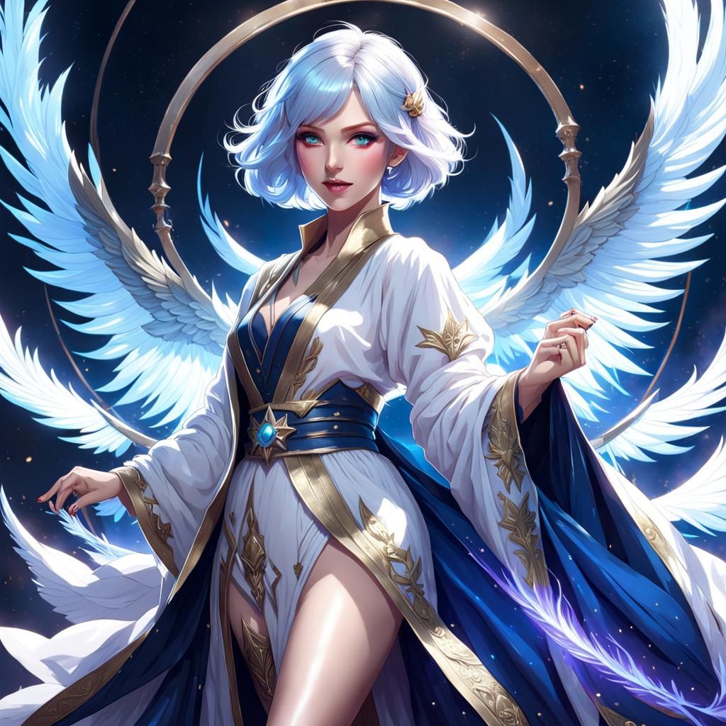 Blue Lady Angel - AI Generated Artwork - NightCafe Creator