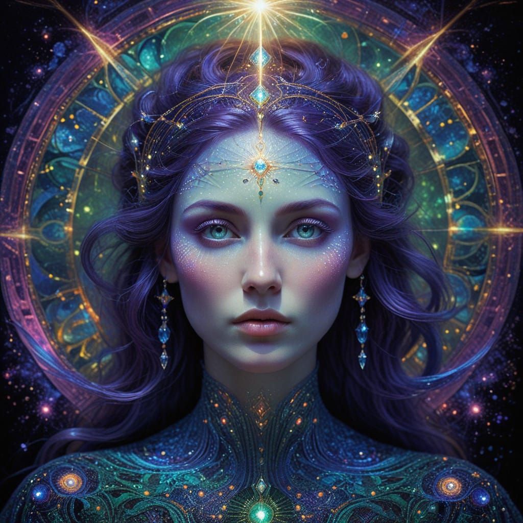 Ethereal Mystic in Iridescent Robes