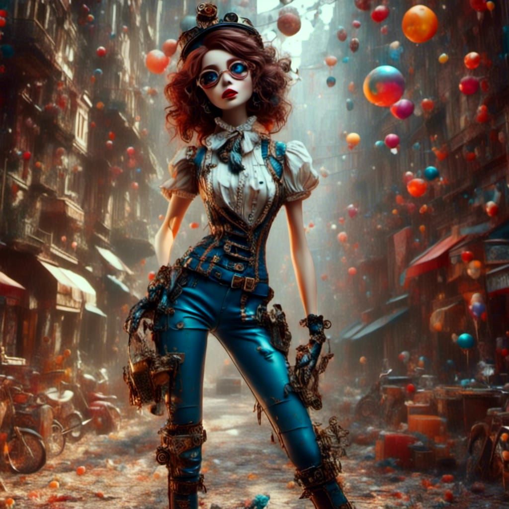 Clockwork Porcelain Doll Soldier in Victorian Street