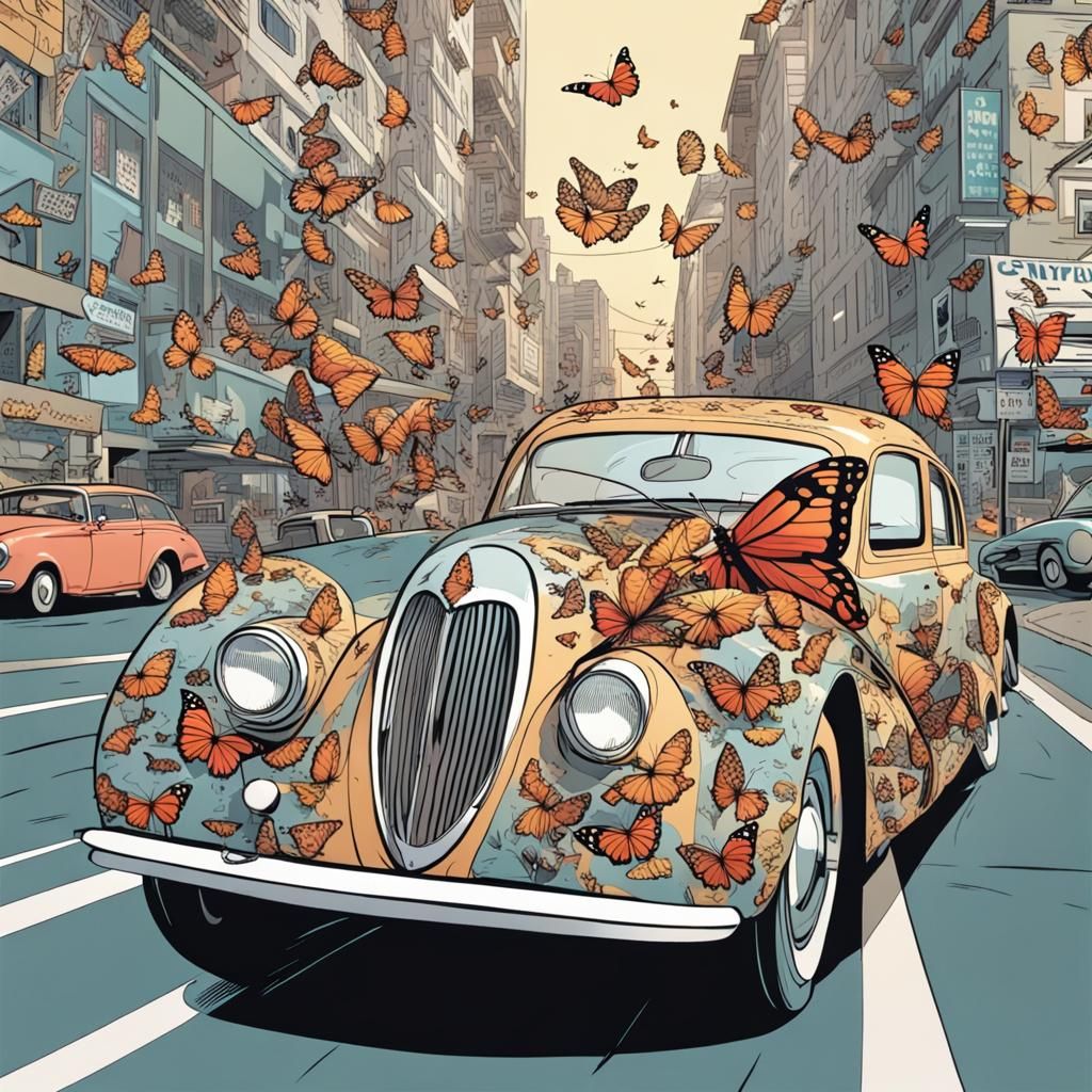 Butterflies of the Butterfly-Woman Attacking the Car of the Chauvinist 