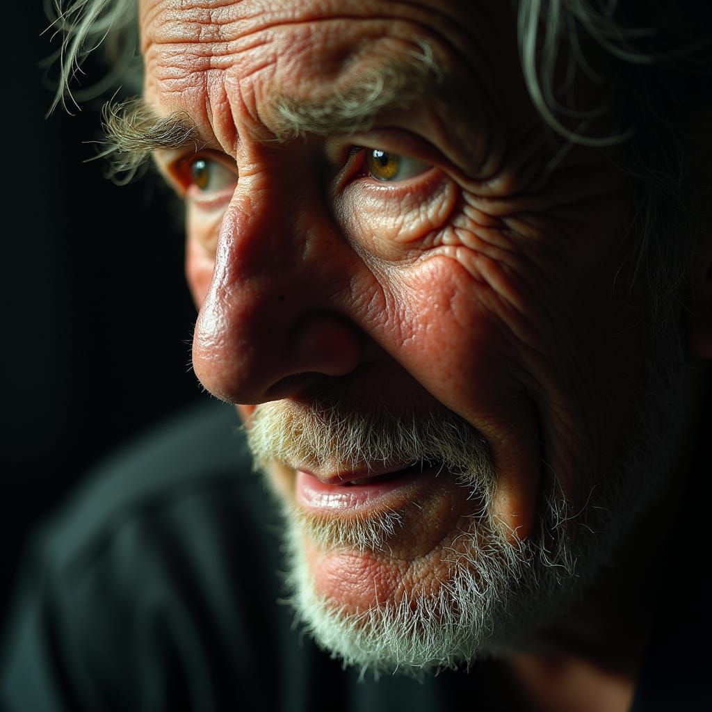 Weathered Face with Life Memories in Gritty Realism