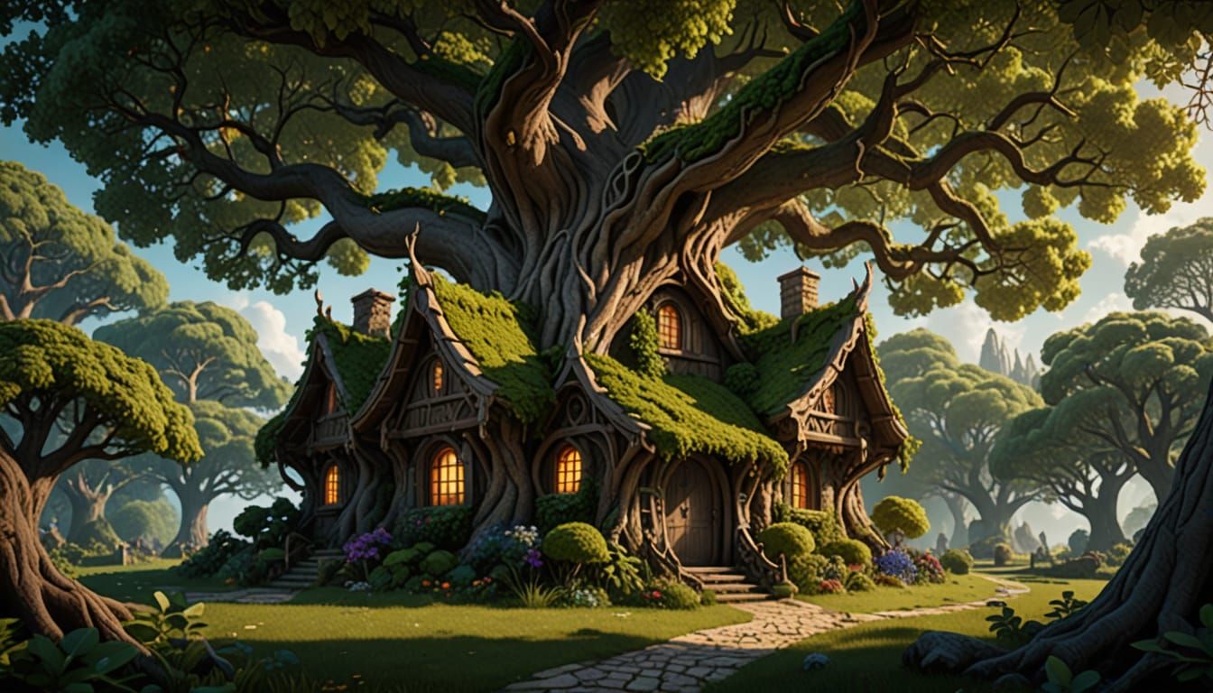 at the base of the tree