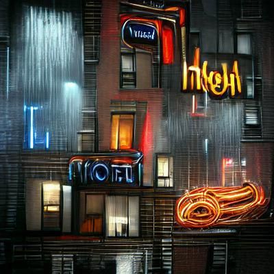 Neon sign shining in a new york night