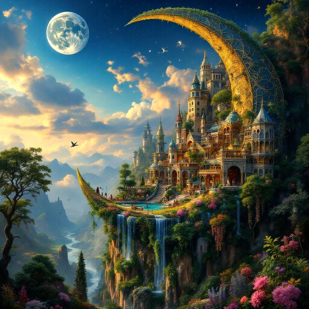 Crescent Moon Fantasy Town  by @Michael C