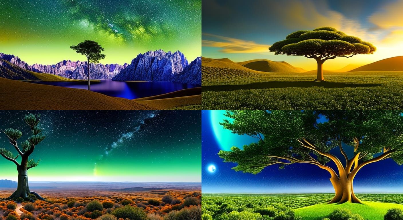 The tree of life, beautiful fantasy landscape, realistic and natural ...