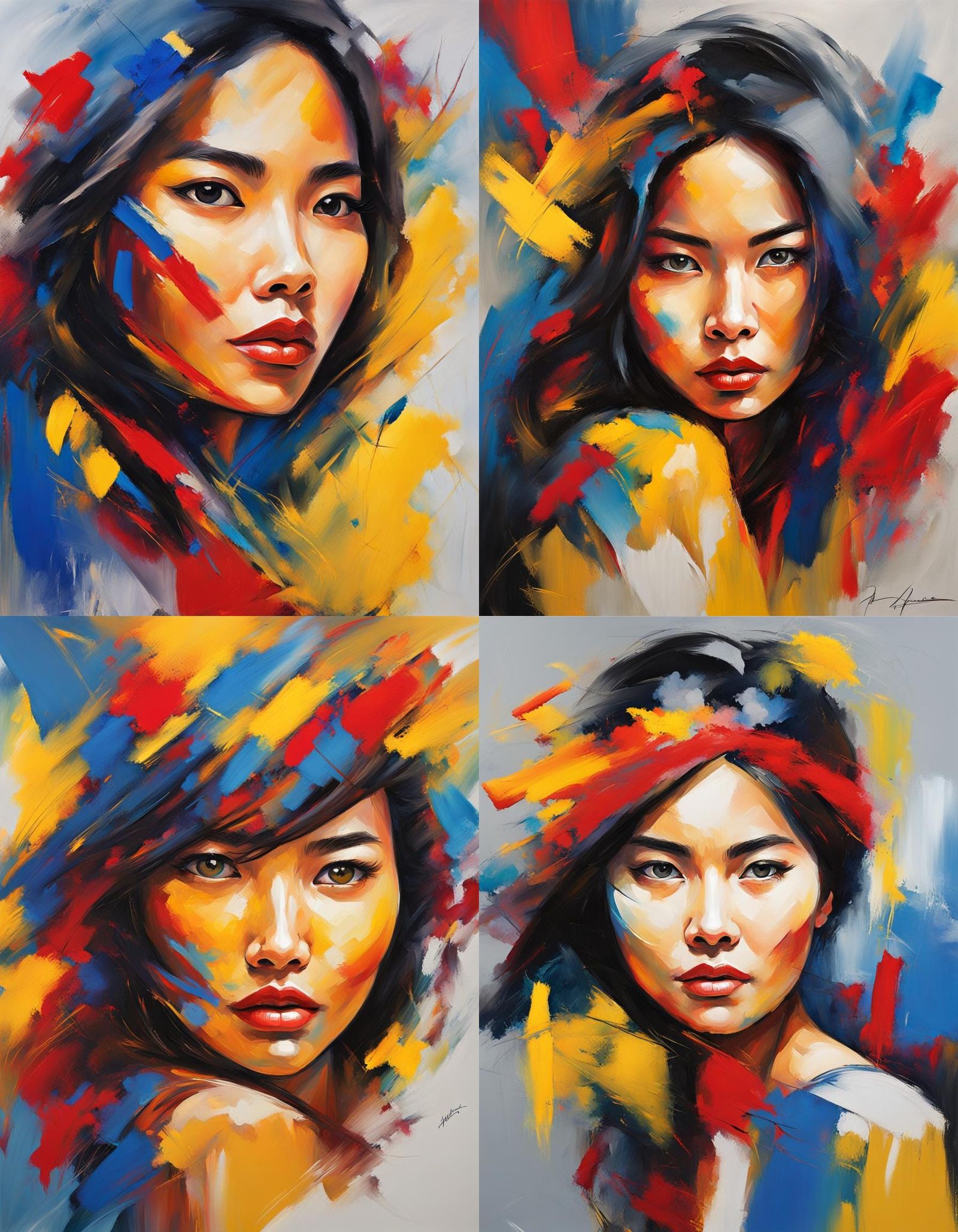 an abstract portrait of a beautiful pinay woman characterized by an ...