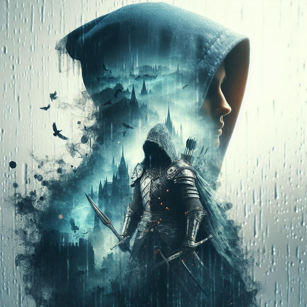 double exposure beautiful fantasy DALL-E 3 portrait landscap...