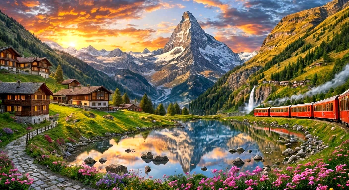 Swiss Alps Panorama  by @Neverland