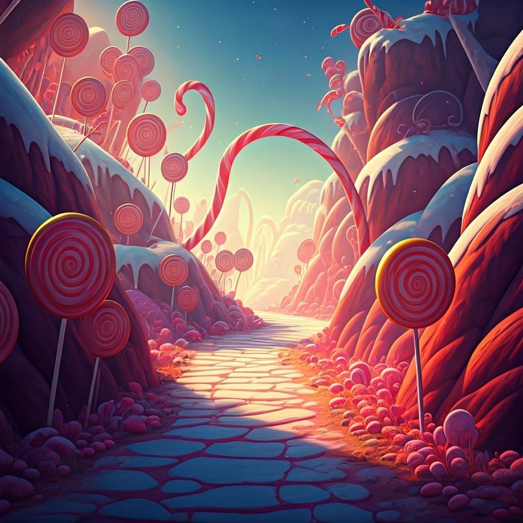 Candy Wonderland: A Hyperrealistic Postmodern Landscape