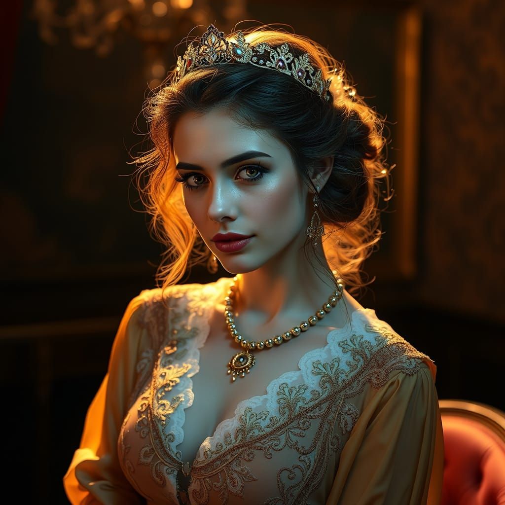 Elegant Woman Portrait in Art Nouveau Style