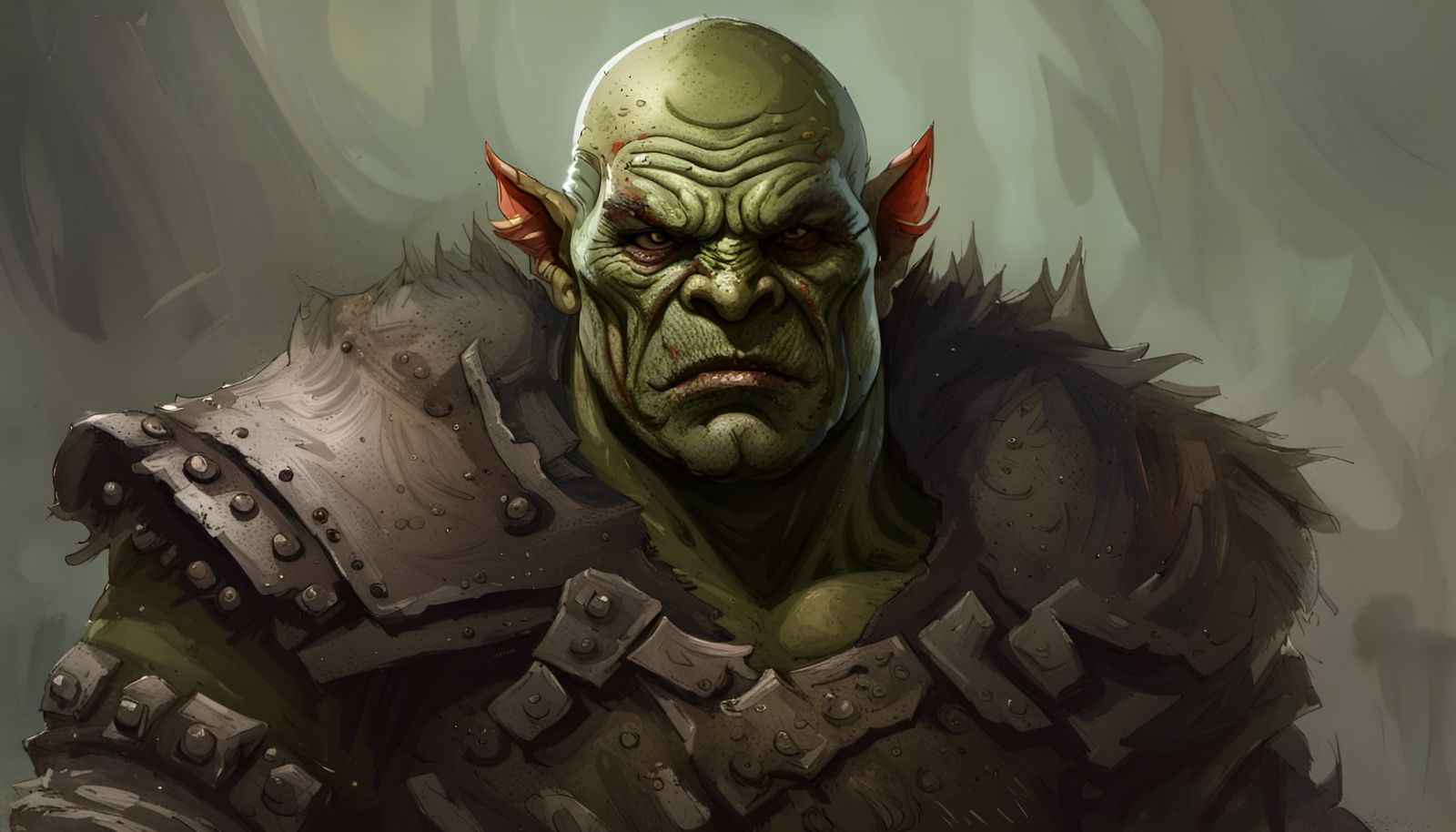 A mottled green-skinned orc - AI Generated Artwork - NightCafe Creator