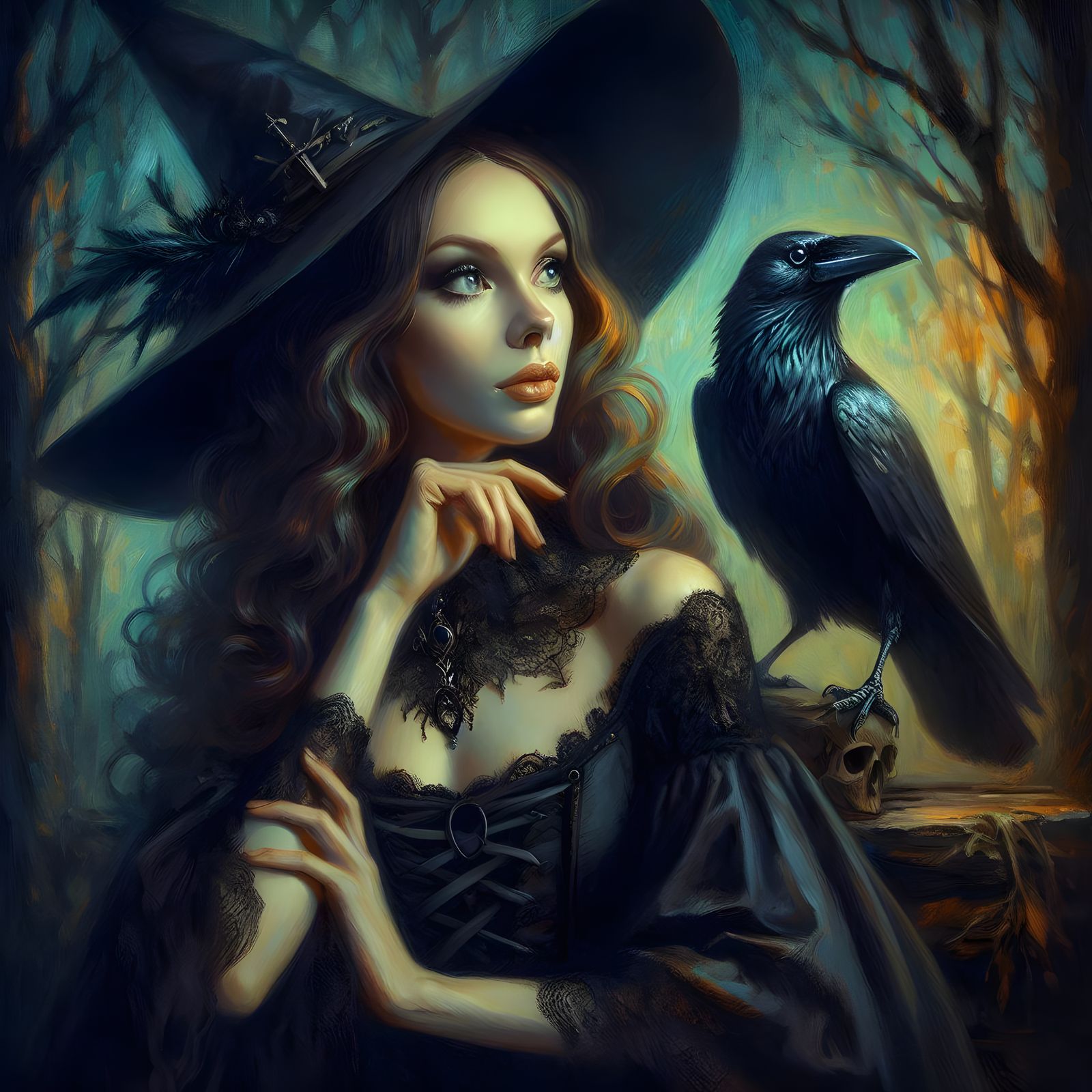 Witch And Raven Familiar