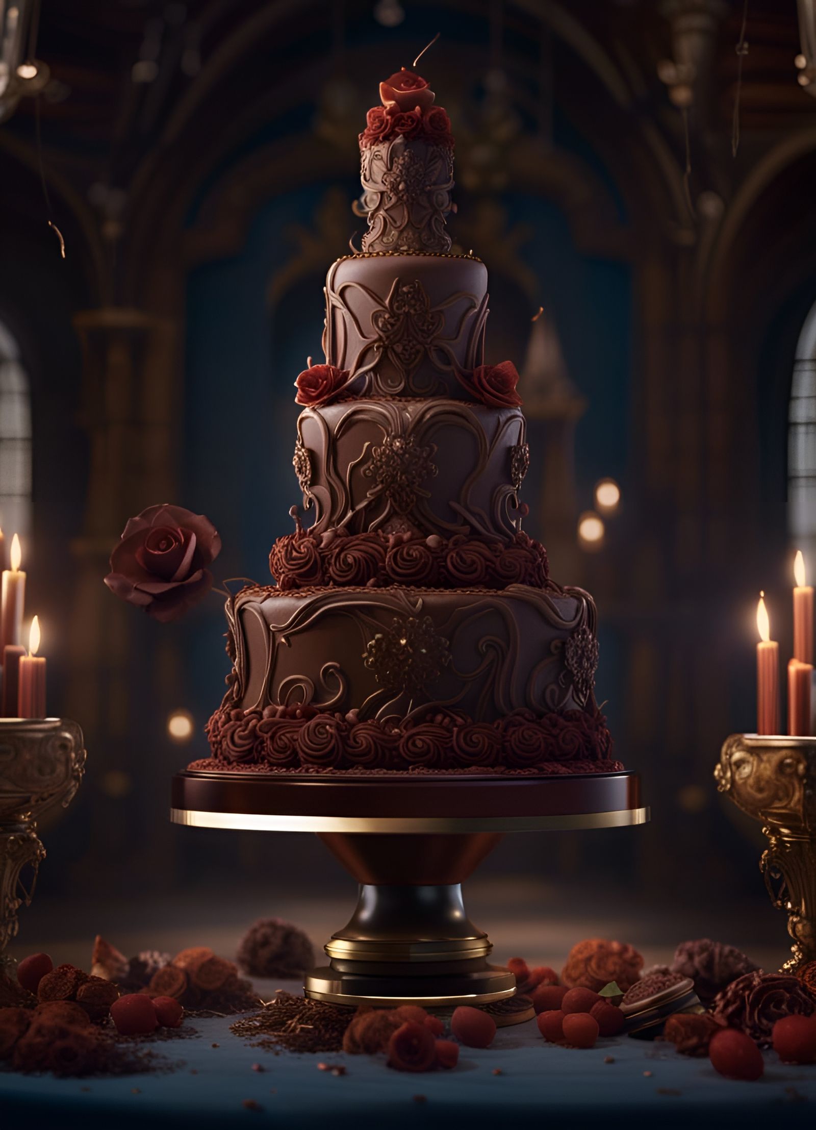 A Impressive Wedding Chocolate Cake Ai Generated Artwork Nightcafe Creator