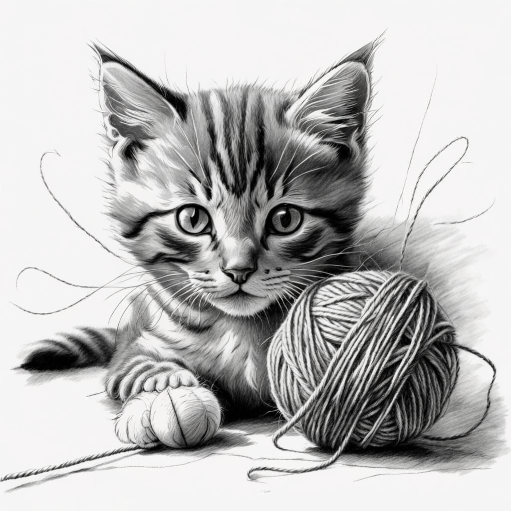 Kitten & Yarn  by @paulie