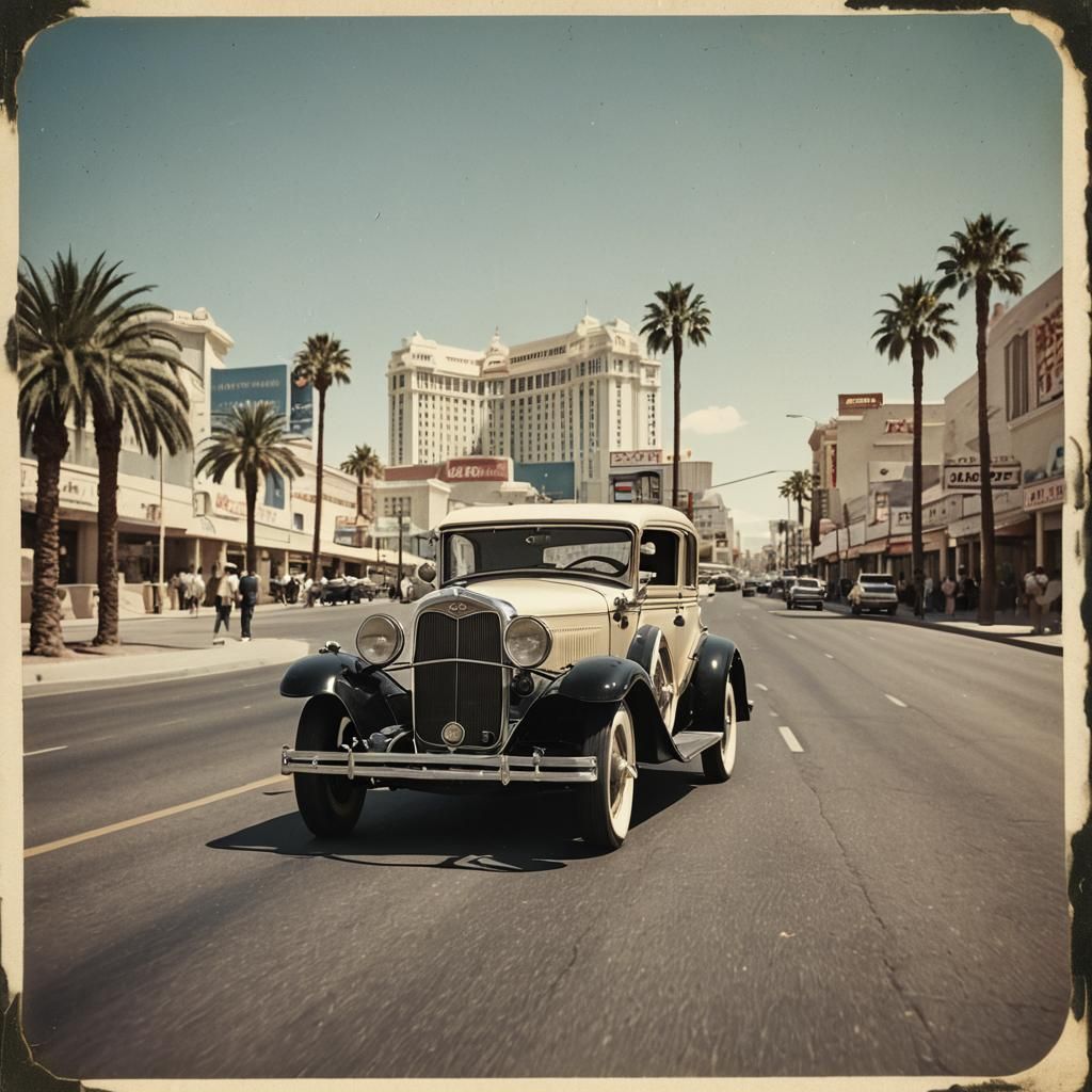 1930 Model A driving through Las Vegas in 1940.   by @Carol Williams