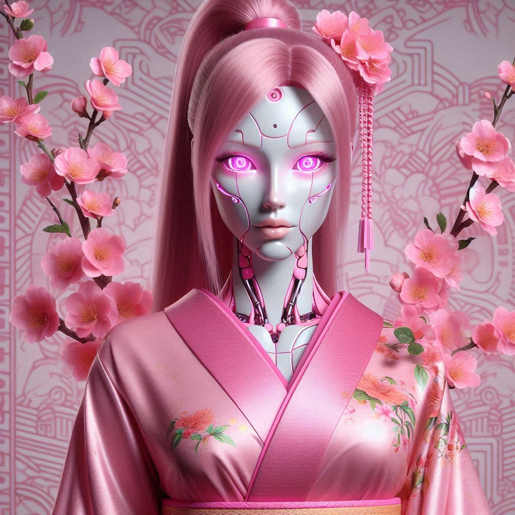 Sorayama Cyber girls 31 Cherry blossom Geisha 2