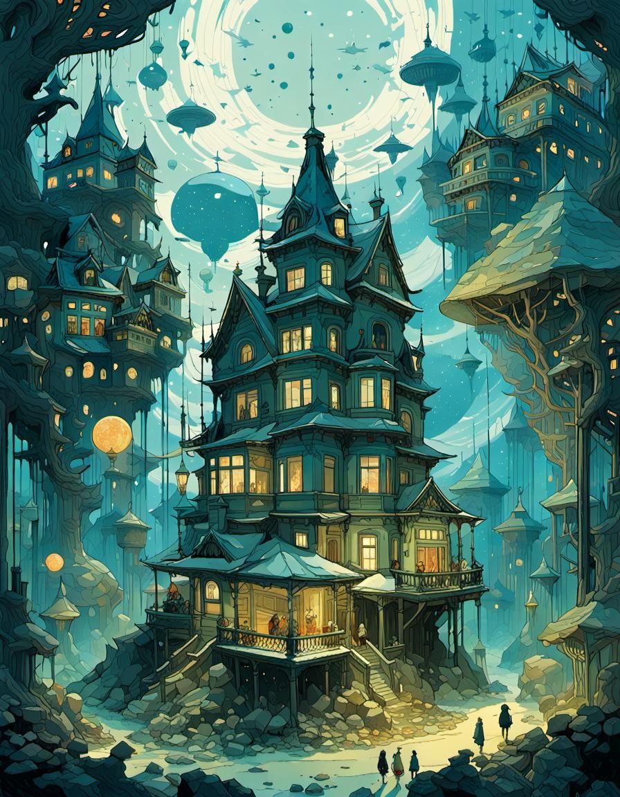 nephilims houses  in space :: anthropomorphic nephilim mansi...