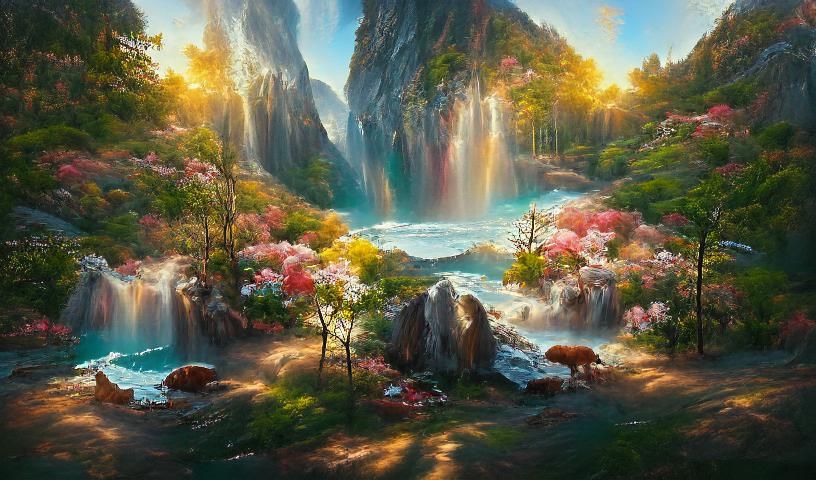 a beautiful long shot broad view of a vista landscape of a a...