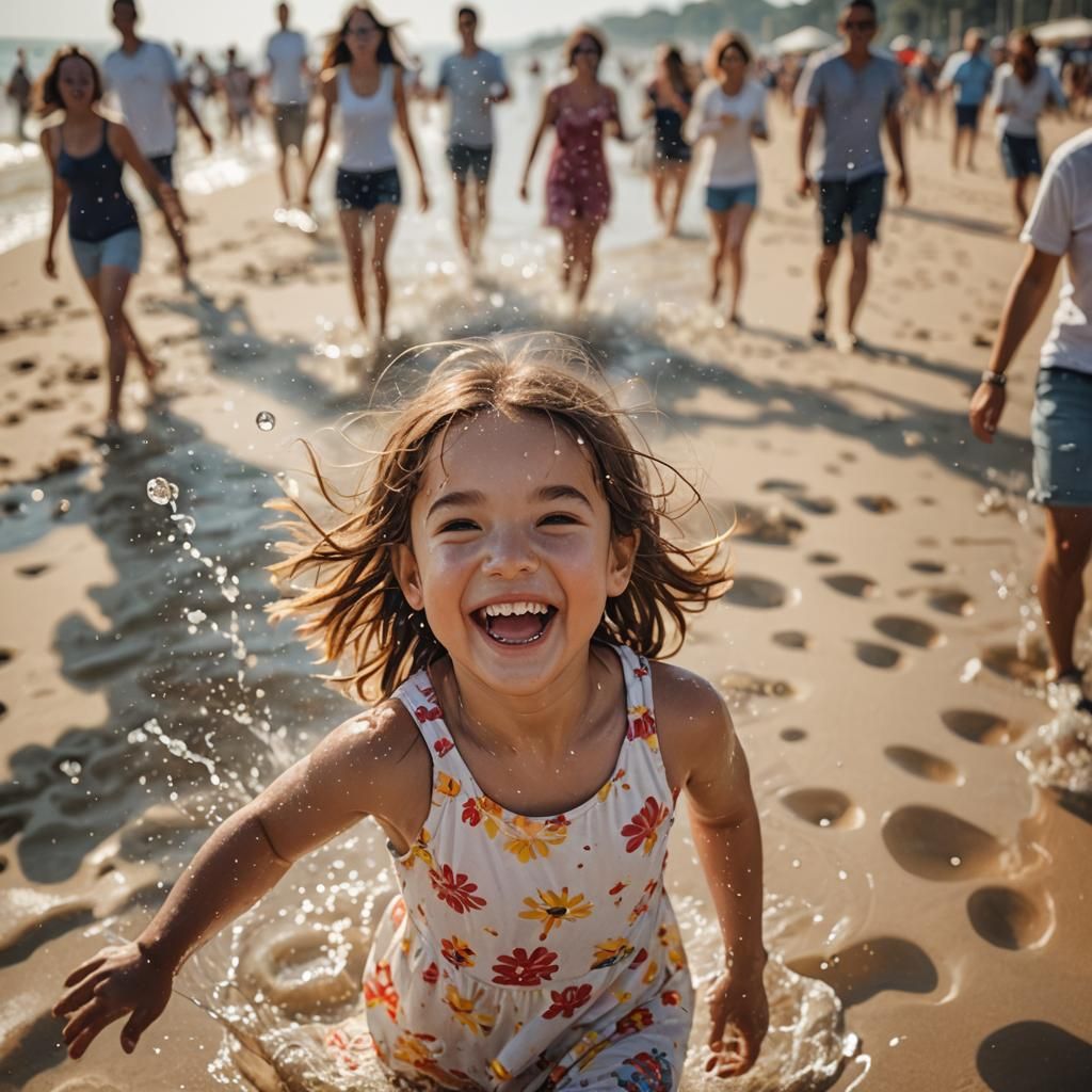 Summer Sunny Day On The Beach Cute Girl Joyful Ai Generated Artwork Nightcafe Creator