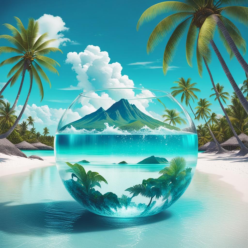 Bahamas, the clearest water coconut   Coconut water glitters...