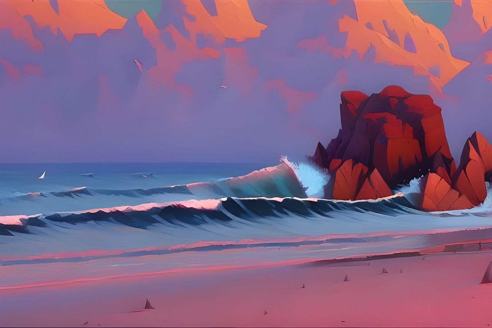 Waves in a Tranquil Sea - AI Generated Artwork - NightCafe Creator