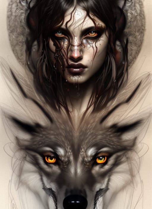 Girl and howling wolf - AI Generated Artwork - NightCafe Creator