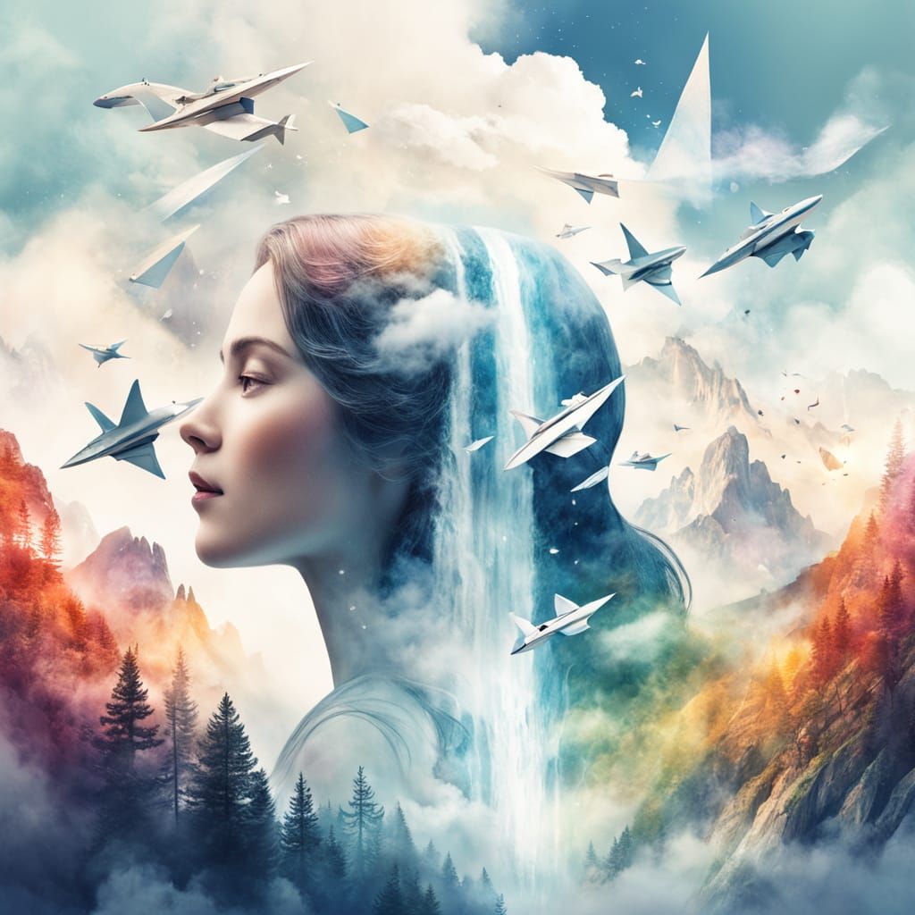 Gentle Woman's Dreamy Fantasy Portrait in Whimsical Pixar St...