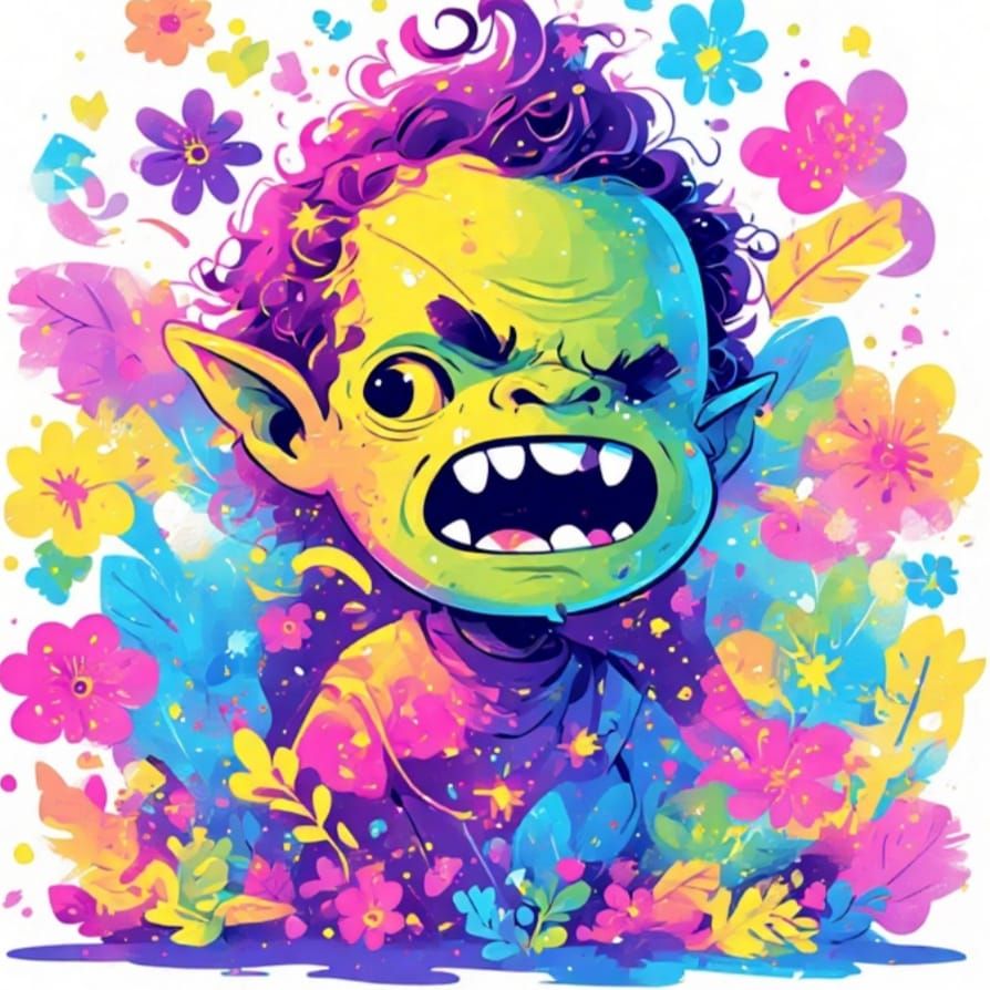 Lisa Frank x Cauliflower Orc (Gothmog from Lord of the Rings...