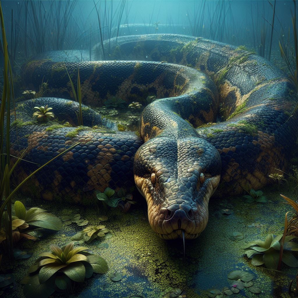 Mighty Anaconda in the swamp