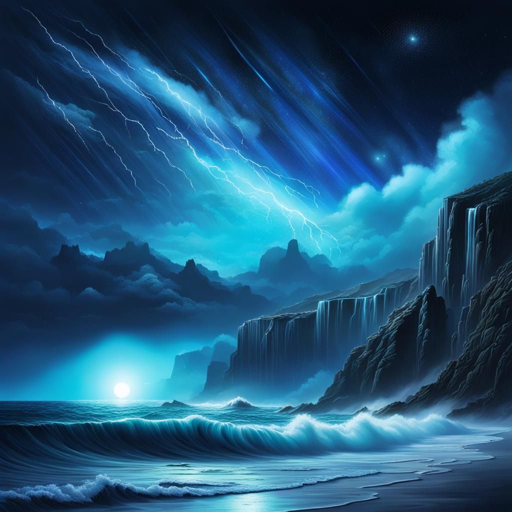 electrical storm near the cliff side