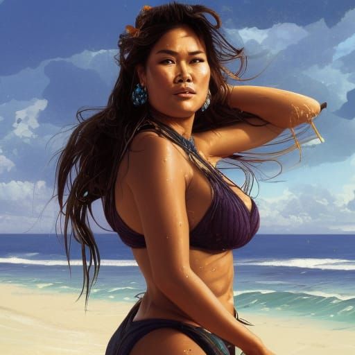 Tia Carrere by the sea AI Generated Artwork NightCafe Creator