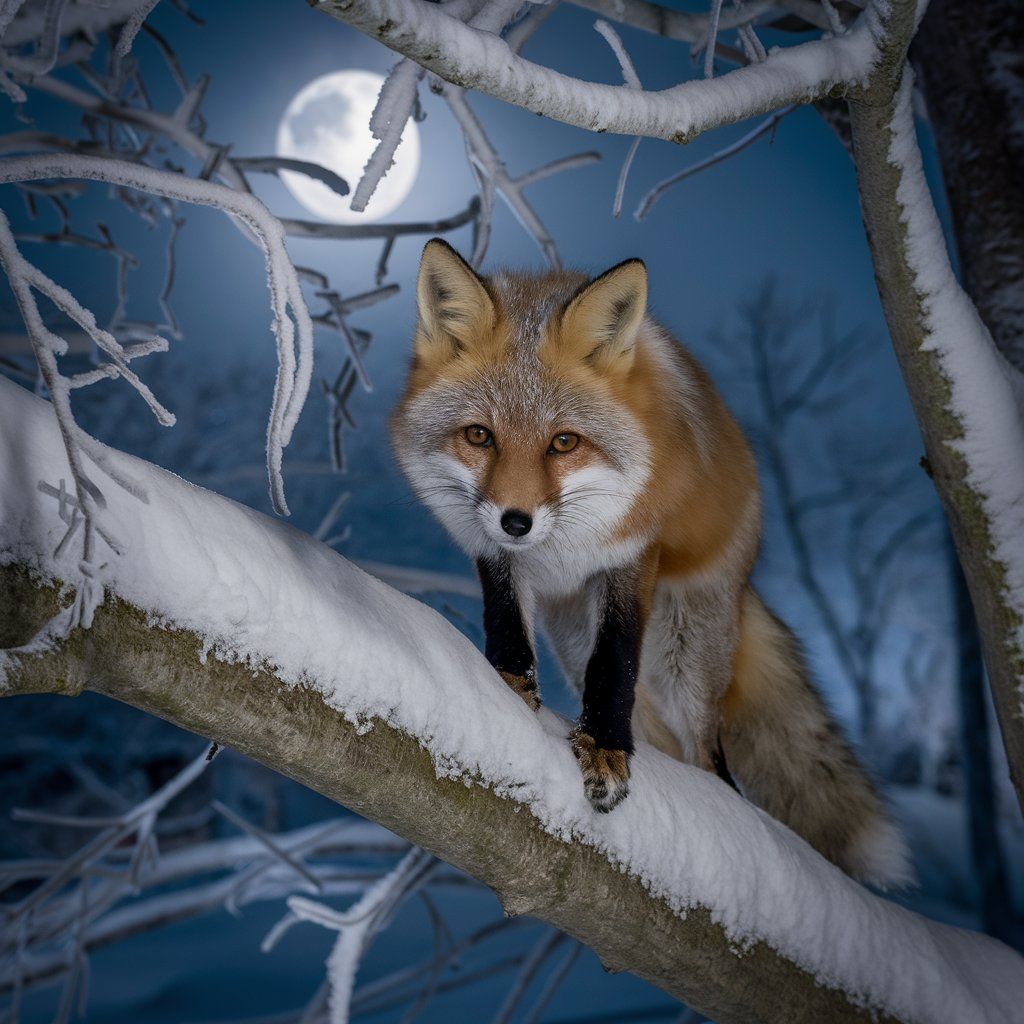Red Fox on a Winter Night (1)