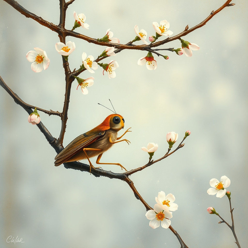 Cricket's Winter Song: A Whimsical Watercolor Illustration