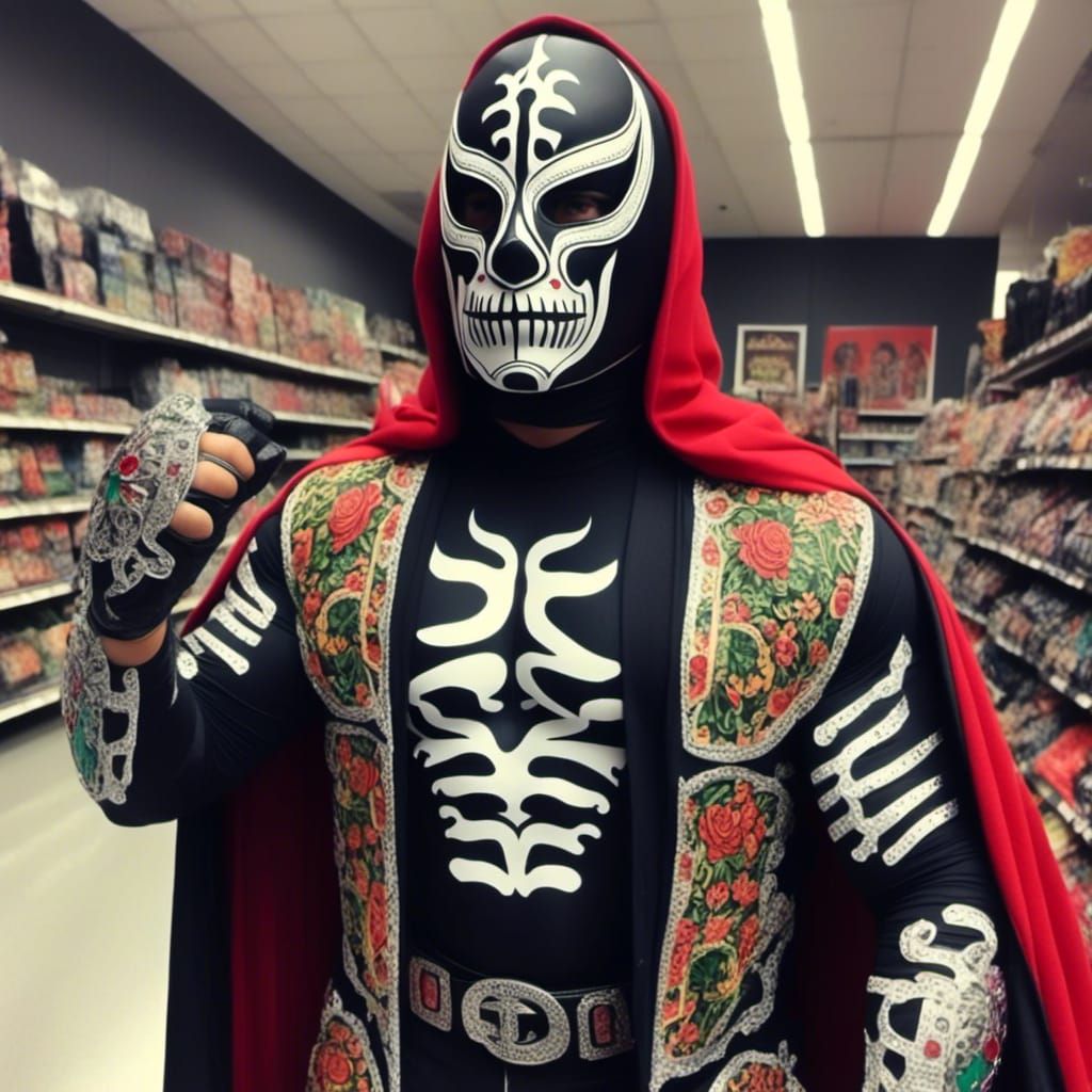 Grim reaper dressed as ((<lora:Luchador:1.0>))