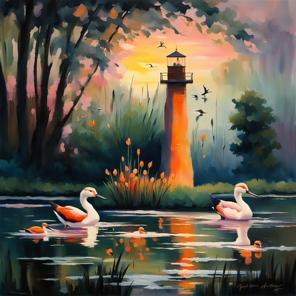 A peaceful park in the early morning