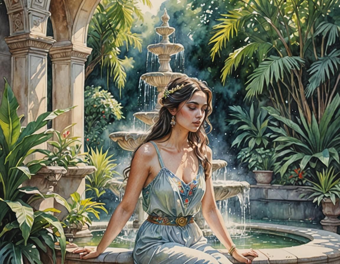 romantic fountain - AI Generated Artwork - NightCafe Creator