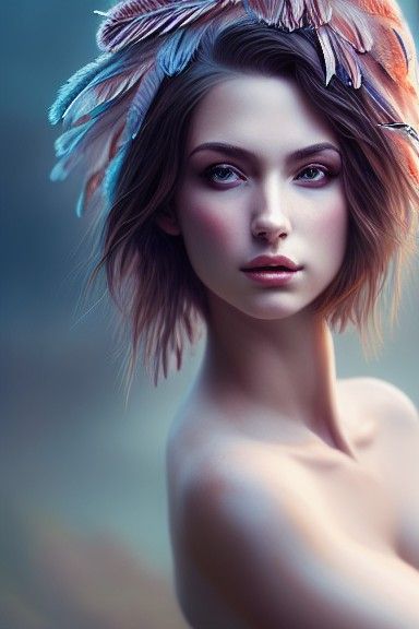 Collection on Female photography, Feather theme