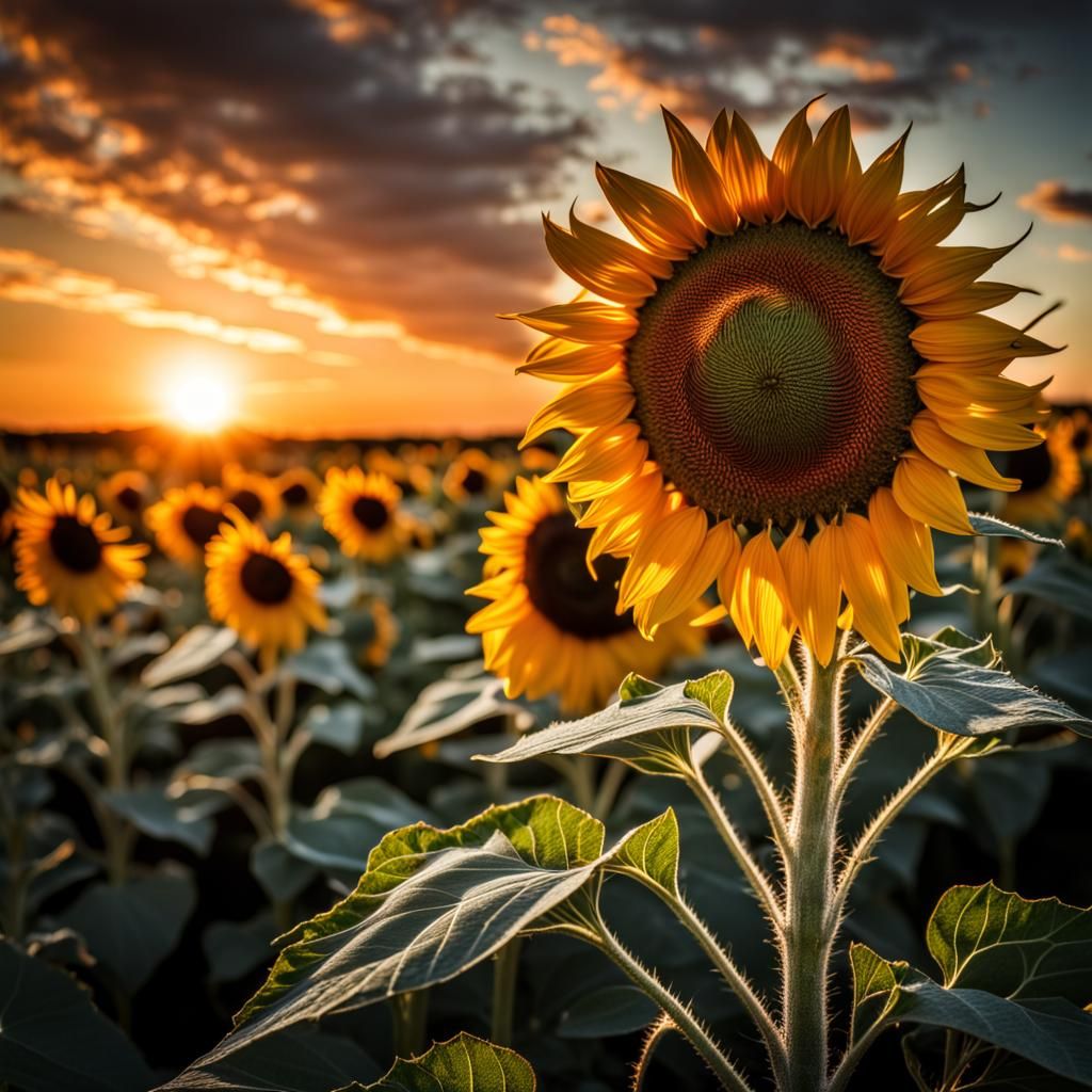 Sunflower sunset 8 - AI Generated Artwork - NightCafe Creator