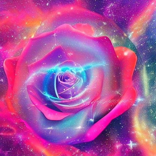 floating rose in the space