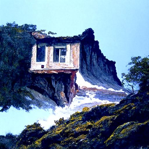 A small house on a cliff