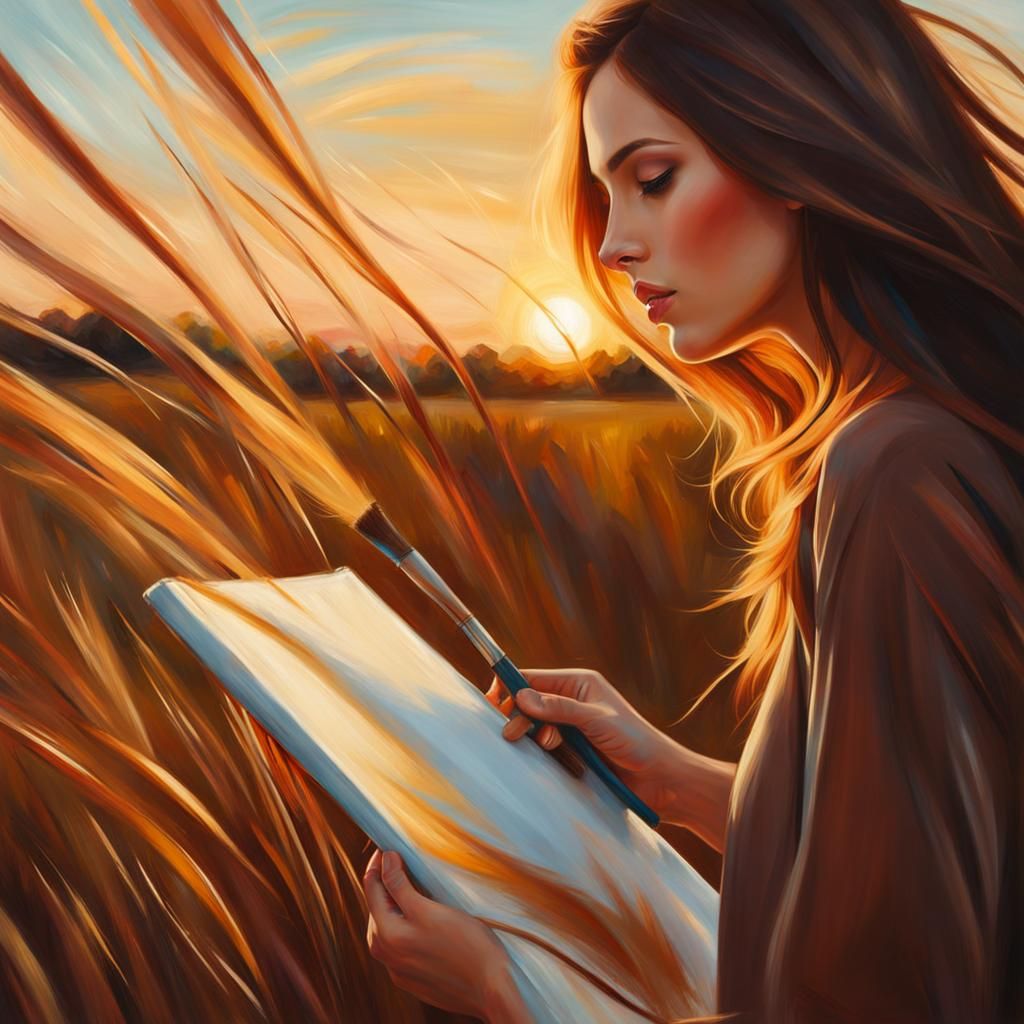 Artist Painting the Golden Hour - AI Generated Artwork - NightCafe Creator