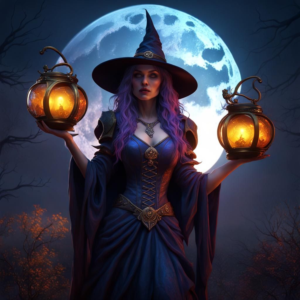 witch female love gothic alone in the night fullmoon wolf si...