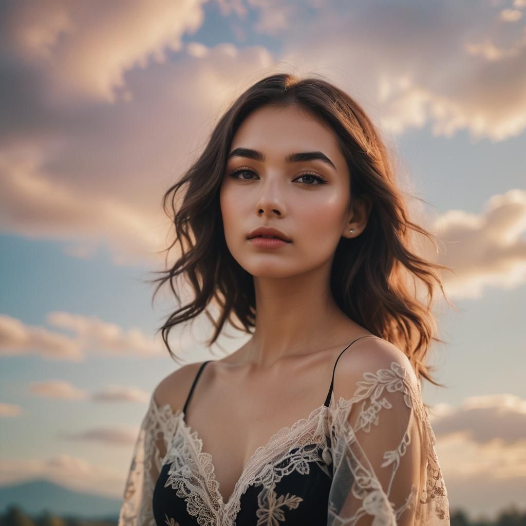 Ethereal Portrait of Model in Sheer Lingerie