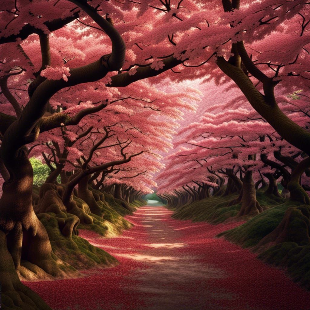 cherry tree forest - AI Generated Artwork - NightCafe Creator