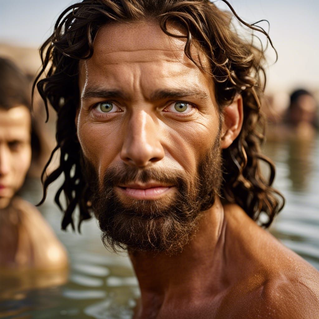 John The Baptist Baptizing People In The Jordan River AI Generated the-baptism-of-jesus