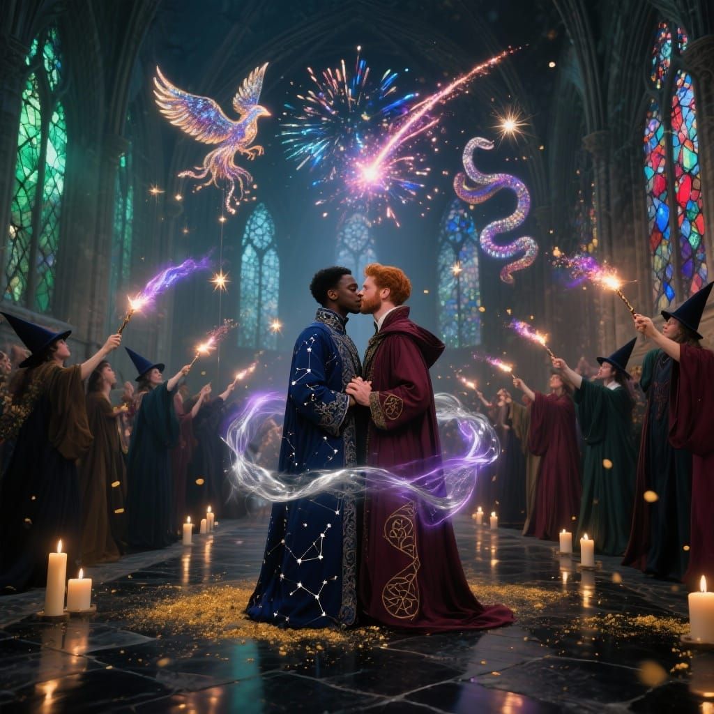 Gay wedding in gothic cathedral