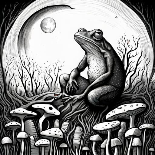 Frog Amongst the Mushrooms 5