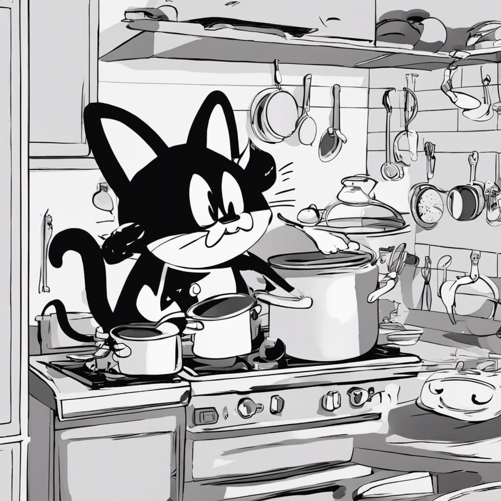 Felix the cat make lunch