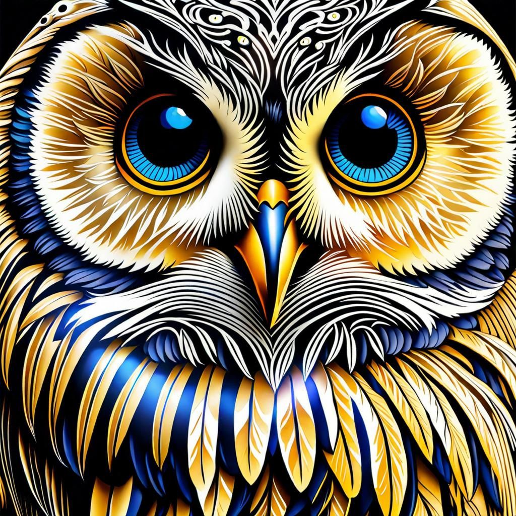 Blue and yellow owl - AI Generated Artwork - NightCafe Creator