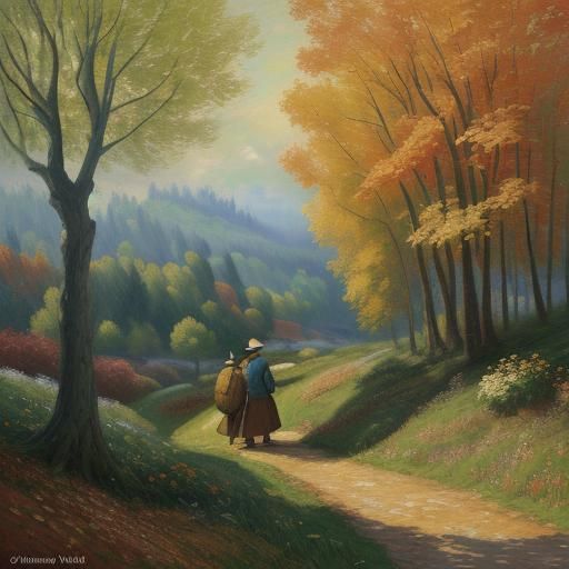 AUTUM neo-impressionism expressionist style oil painting, sm...
